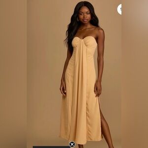 Lulu's Party in the Garden Peach Strapless Maxi Dress size Small NWT